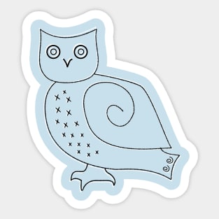 Simple Snowy Owl Line Drawing Sticker